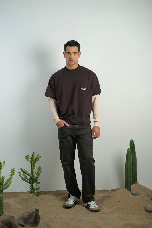 UNFOLD BROWN LONG SLEEVE T-SHIRT