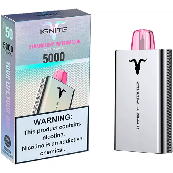 VAPORIZADOR 5000 PUFFS IGNITE V50 WATERMELON BUBBLE GUM