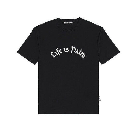 LIFE IS PALM FITTED TEE BLACK WHITE