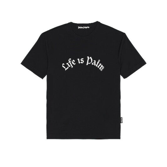 LIFE IS PALM FITTED TEE BLACK WHITE