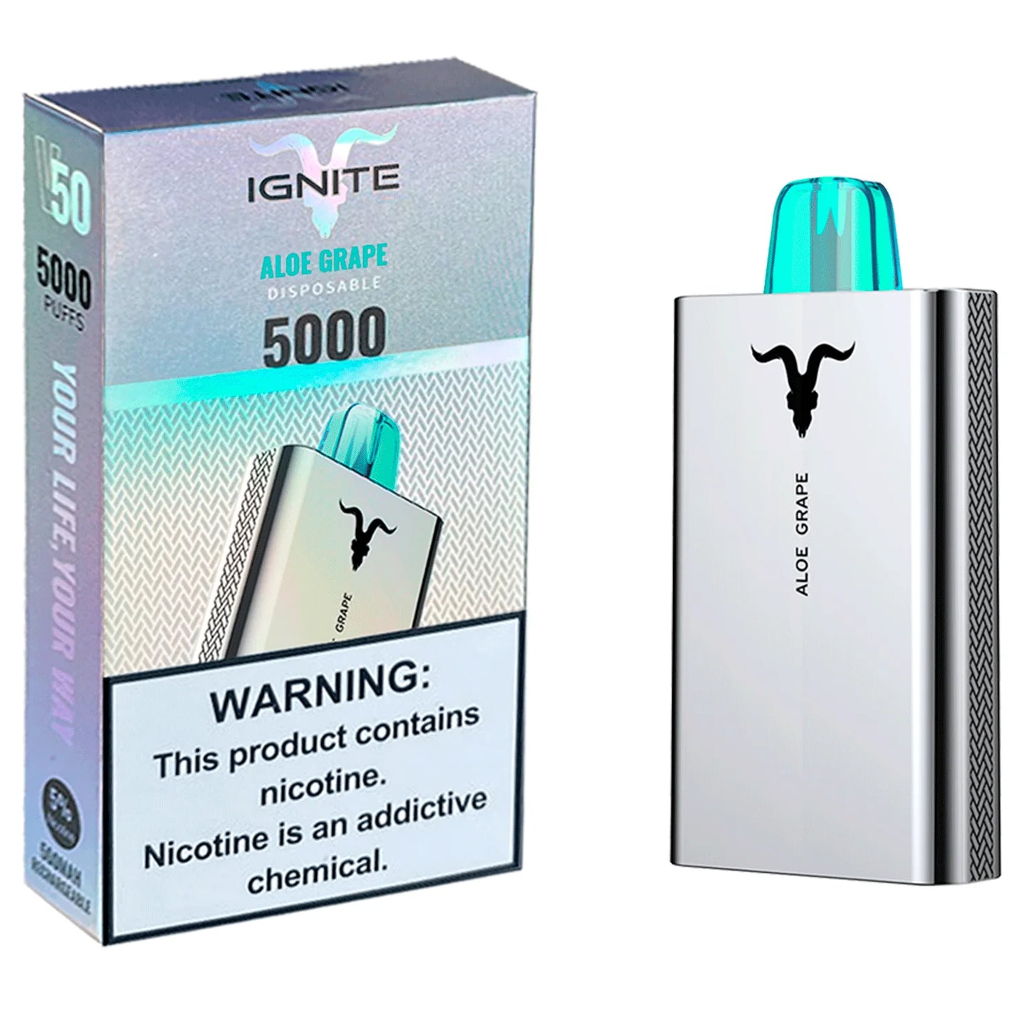 VAPORIZADOR 5000 PUFFS IGNITE V50 ALOE GRAPE