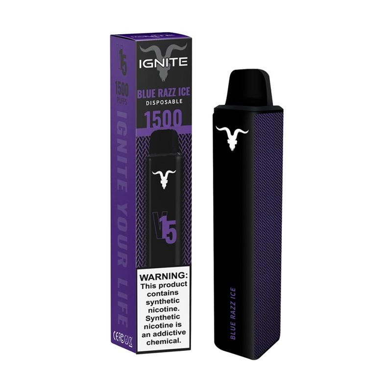 VAPORIZADOR 1500 PUFFS IGNITE V15 BLUE RASPBERRY ICE